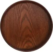 LABRIMP Rustic Wooden Serving Tray Wood Desktop Plate for Food Fruit and Desserts Decorative Wood Tray for Home Kitchen and Dining Table Versatile Wooden Tray for Serving and Display