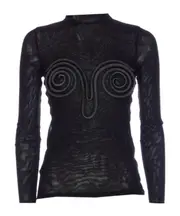 Jean Paul Gaultier Spiral Detailed Long Sleeved Sheer Top S,XS,L,M Black