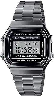 [Casio] A168WGG-1A Digital Silver Strap Unisex Adult Watch, Black Dial, 38.6 × 36.3 × 9.6 mm