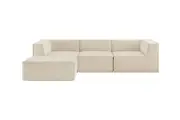 Ovela Softly 3 Seater Modular Sofa with Ottoman (Cream)