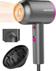 [NEWSEE] Hair Dryer with Diffuser, AU Plug 1800W Ionic Blow Dryer, Professional Portable Hair Dryers & Accessories, Constant Temperature Hair Care Without Hair Damage, Grey