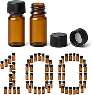 SampGlas 100 Amber Glass Vials 2ml with Leak-Proof Black Screw Caps - Lab Sample Storage, Essential Oils, Perfume Samples - Durable Reusable Glass Bottles (100Pcs)