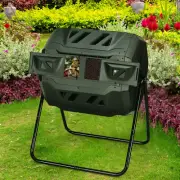 45-Gallon Compost Tumbler Garden Waste Bin Fertilizer with Dual Rotating Chamber