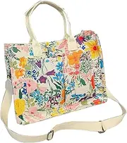 [mcuvaec] Cherry Tote Bag for Women Canvas Patched Purse Cute Shoulder Bag Multi-Pocket Satchel Handbag for work travel