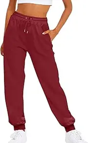 [Generic] Women's Baggy Sweatpants Winter Outdoor Workout Hiking Athletic Pants Drawstring Elastic High Waist Pants with Pockets