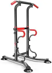 Pull Up Station, Power Tower, Multi-Grip Bar Station, 6-Level Height Adjustable, for Ab Crunches, Forearm Flexion, Push-Ups, Indoor Outdoor