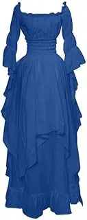 [FZYLQY] Women Vintage Dress Goth Grunge Goddess Peplum Victorian Dresses Costumes Cosplay Dresses for Hippie Medieval Dresses