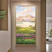 Hand Painted Oil Painting On Canvas - Large Size Prairie Flowers Sea Scenery Texture Sofa Background Gallery Art,Wall for Living Room Wall Home Decoration,As Shown,60 X 120 Cm(24"X48")