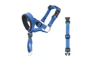 Dog Head Halter Collar with Safety Link Adjustable Collar Anti Pulling Training Solution for Walk-Blue
