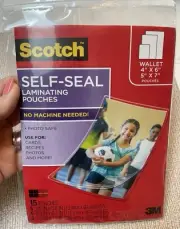 Scotch 3M Self-Sealing Laminating Pouches 15 Total 4x6 and 5x8 New Unopened