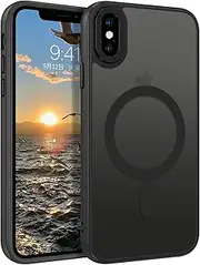 GUAGUA Magnetic iPhone X/Xs Case [MagSafe Compatible] Translucent Matte Slim Shockproof Protective Case for iPhone X/Xs 5.8-Inch, Black