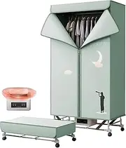 Electric Clothes Dryer, 2000W Heated Clothes Airer with 180 Min Timer, 2-Tier Foldable Heated Clothes Dryer with Cover, Stainless Steel Drying Rack for Indoor, Apartment, 15kg Max Load