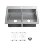 Glacier Bay Drop-in Kitchen Sink Stainless Steel Double Bowl Drop-In/Undermount