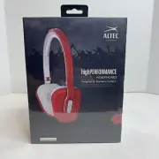 Altec Lansing Women Over the Head Foldable Headphone with Mic, Red New & Case