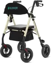 ELENKER All-Terrain Rollator Walker w/ 10” Non-Pneumatic Wheels Sponge Padded