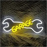 Hanging Art Neon Signs "Garage" Neon Sign LED Light Car Check Engine Repair Shop Sign Lights Bar Atmosphere Wall Decor Lamps USB Powered Illuminated 42cmx15cm(C)