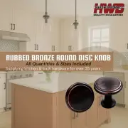 SINGLES Round Disk Knob *Oil Rubbed Bronze* Kitchen Bath Cabinet Pull Handles