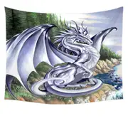 Silver Coastal Grey Dragon Drawing Tapestry
