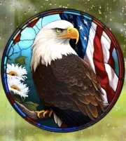 Bald Eagle Electrostatic Window Cling Faux Stained Glass Decal New
