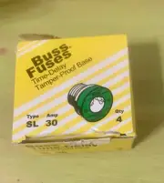 BUSS SL30 Fuses TIME DELAY 30Amp 125V Bussmann Tamper Proof Base 3 Boxes Of 4