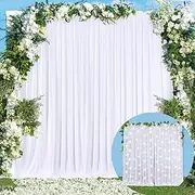 10x10 White Backdrop Curtain for Parties Wedding Wrinkle Free White Photo Curtains Backdrop Drapes Fabric Decoration for Baby Shower 5ft x 10ft,2 Panels