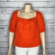 Sanctuary NWT Size XL Orange Stripe 100% Cotton Peasant Shirt Top