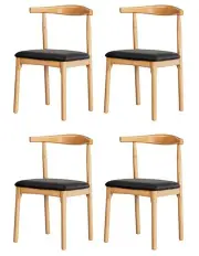 [Artiss] Dining Chairs Rubber Wood Leather Seat 4x in Pine/Black