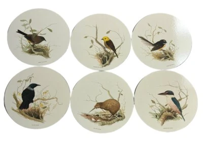 Birds of New Zealand Set of 6 By Jason Medium Round Placemat’s NIB 9.25” Wide