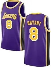 Guols Regular No.8 K-obe B-ryant Embroidery Basketball Jersey, Men's Lakers Basketball Uniform, Polyester Material, Breathable