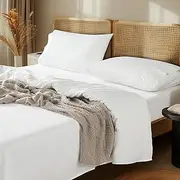 [LBRO2M] 100% Egyptian Cotton Sheets Set 1000 Thread Count,Queen Size Bed Sheet 4 Piece Sets,Long Staple,16 Inches Deep Pocket,All Season,Bedding Super Soft Breathable,Sateen Weave(White)