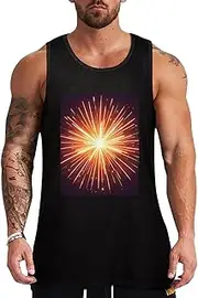 [NQHJT] Men Tank Tops Explosion Firework 3D Sleeveless T Shirts for Men's Fitness Quick Dry Gym Tank Top for Men