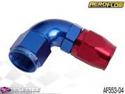 AEROFLOW RED/BLUE ONE PIECE CUTTER FULL FLOW SWIVEL 90° HOSE END -4AN AF553-04