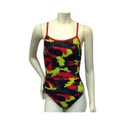 Speedo Womens Camo Squad Flyback One Piece Swimsuit Size 30 Small Red Camo NWT