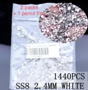 Supper Glitter ss8 Crystal Flat Back Nail Rhinestone 3D+1 free pencil (2packs)