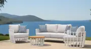 Maximus Aluminium Outdoor 4 Piece Lounge Set - White Aluminium + Cusions