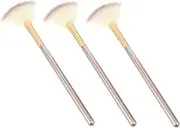 Healeved 3Pcs Makeup Brush Fan Face Applicator Powder Blush Brushes for Easy Cosmetic Application for Daily Professional Use Made with Durable Manmade