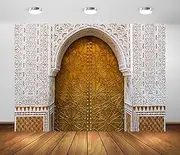 BELECO 8x6ft Fabric Palace of Morocco Backdrop Middle Eastern Style Architecture Moroccan Palace Door Background Moroccan Party Decorations Birthday Shoot Photo Studio Props