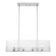 Pelion Rectangular Ribbed Glass Metallic Chrome Pendant Light