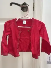 Carter’s Baby Girl Red Valentin’s Day Sweater With Gold Buttons Size 12 Months