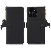 For Honor X6a 4g Cow Leather Phone Case Rfid Blocking Wallet Silky Feeling Phone Stand Cover