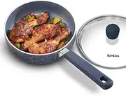 Hawkins Ceramic Nonstick Fry Pan, 16 cm Diameter, Induction Fry Pan with Glass Lid, Granite Omlette Egg Pan, (ICF16G)