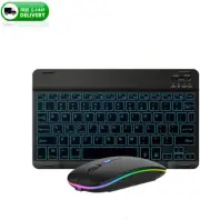 Bluetooth Keyboard Mouse Combo for iPad Tablet – LED Backlit, Rechargeable
