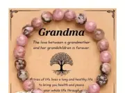Purple Agate Bracelet Life Tree Card, Turquoise Stone Lapis Lazuli Beaded Natura