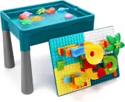 Double Sided Kids Activity Table, 105Pcs Marble Run Building Blocks, Craft Table