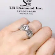 1.06 ct Round and Baguette Diamond Semi Mount Engagement Ring in 18k White Gold