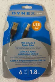 Dynex 6ft 1.8m USB 2.0 A/B Device Printer Scanner PC Laptop Cable Gold Connector