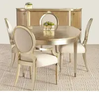 在飛比找樂天市場購物網優惠-餐桌 美式圓形餐桌實木橢圓形餐椅組合新古典簡歐餐桌椅法式餐桌