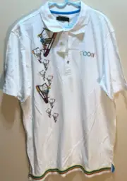Coogi Vintage Sneakerhead Sneakers Embroidered RN111642 White Polo Shirt XL Tag
