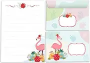 Stationery Set for Girls Flamingo Letter Pad with Envelope for Kids (A5 Pad with 25 Sheets + 15 Envelopes)
