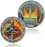 Original Knights Dumpster Fire Coin, Knight's Sword Dumpster Fire Desk Accessories Firefighter Challenge Coin Novelty Coins Pocket Token Inspirational Gifts for Men Women